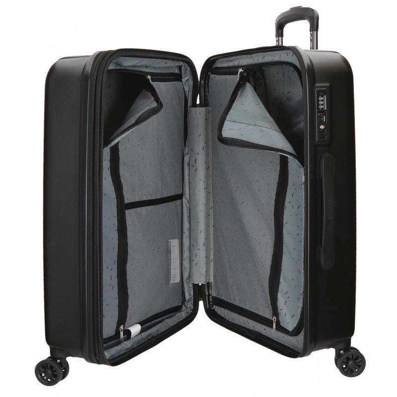 MOVOM Wood Black, Sada luxusných ABS cestovných kufrov, 75cm/65cm/55cm, 5318461