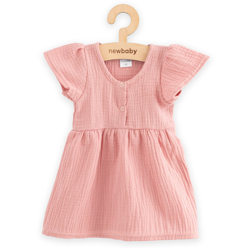 Dojčenské mušelínové šaty New Baby pink 80 (9-12m) 1