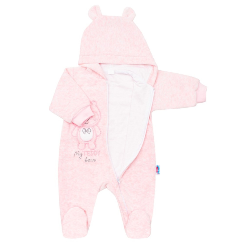 Dojčenský semiškový overal s kapucňou New Baby Sweetheart ružový 62 (3-6m) 1
