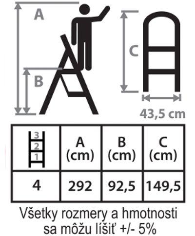 Schodíky Strend Pro LFT160 4 stupienkové stupadlo, oceľové, EN14183, nosn. 150 kg