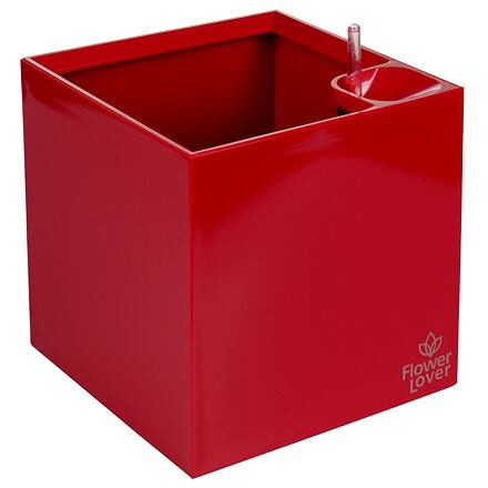 Plastkon Cubico samozavlažovací kvetináč červená 27 cm
