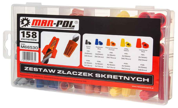 Sada káblových konektorov s vnútorným závitom, 158-dielna, MAR-POL 2