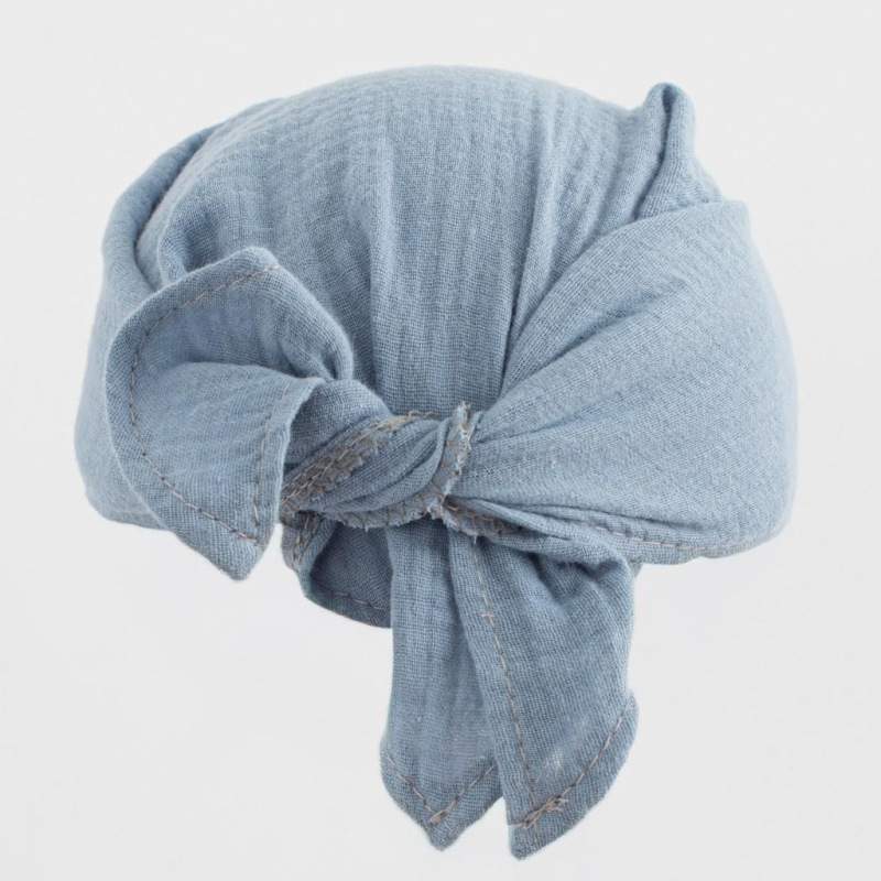 Detská letná mušelínová šatka so šiltom New Baby blue 68/74 1