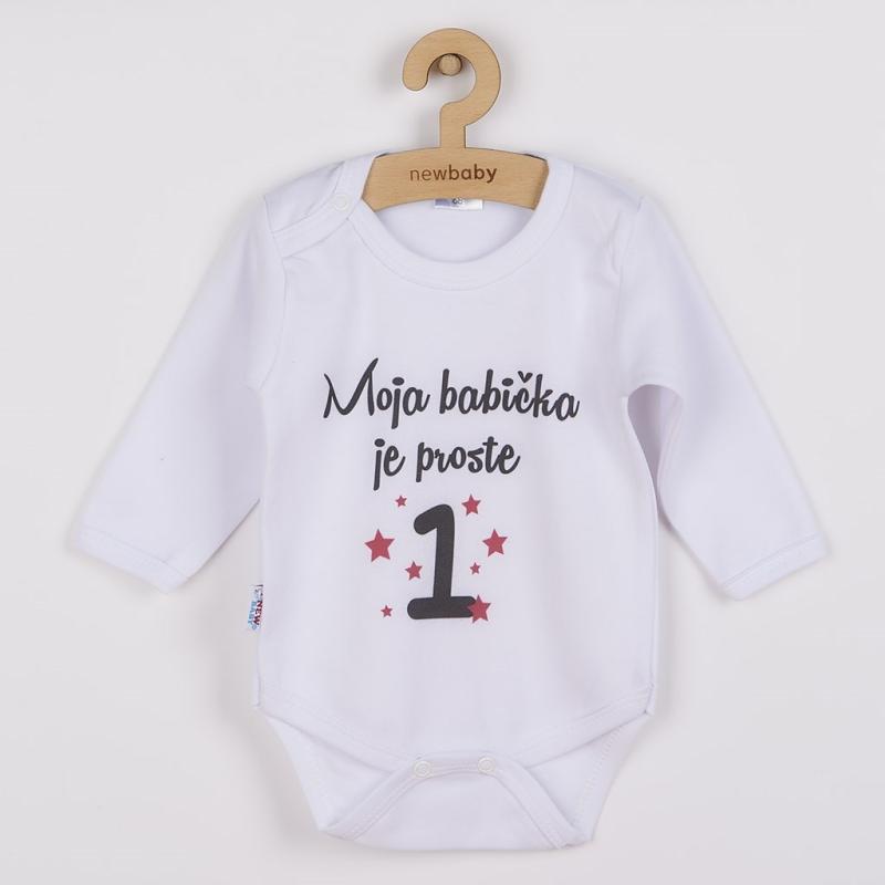 Body s potlačou New Baby Moja babička je proste jednotka - darčekové balenie 56 (0-3m)