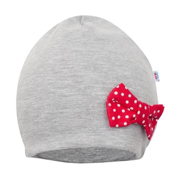 Dojčenská čiapočka s šatkou na krk New Baby Missy sivo-červená 80 (9-12m)