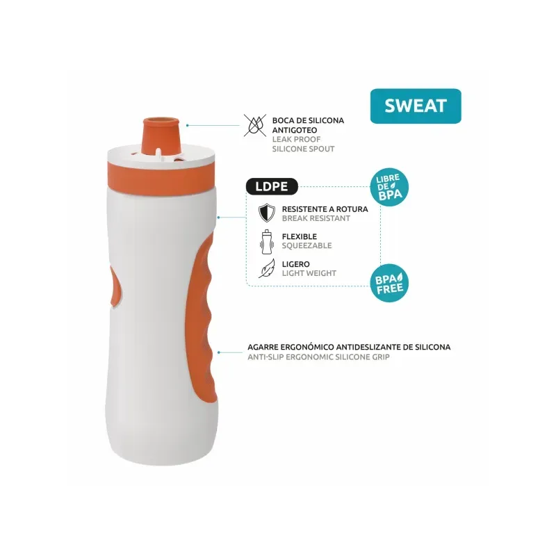 QUOKKA SWEAT Športová plastová fľaša MANGO TANGO 680ml, 06973