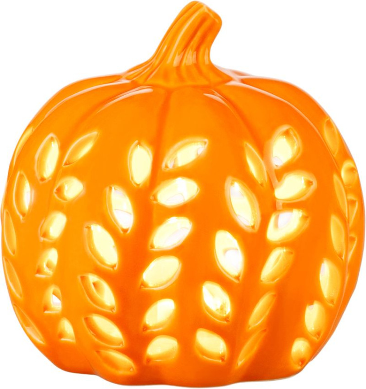 Dekorácia MagicHome Nature, tekvica, s Led osvetlením, porcelánová, 10,5x10,5x10,6 cm 2