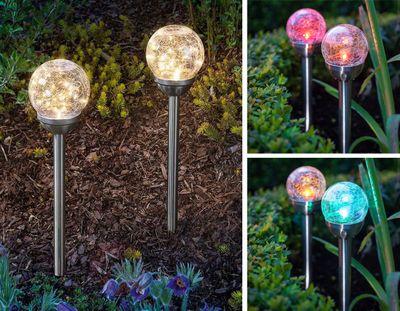 Lampa Strend Pro Garden, 12x44 cm, solárna, 1xLED farebná a teplá biela, AA, nehrdzavejúca oceľ