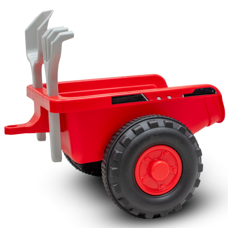 Detské odrážadlo traktor s vlečkou a náradim Baby Mix Benny piros 3
