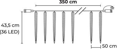 Reťaz MagicHome Vianoce Icicle, 288x LED studená biela, 8 cencúľov, vodopádový efekt, 230 V, 50 Hz,