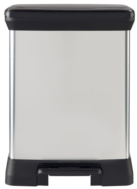 Kôš Curver® DECO PEDAL BIN, 10 lit.+18 lit., 39x29x50 cm, čierny/strieborný, na odpad, s pedálom