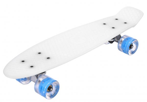 Meteor Flip LED plastový skateboard biela