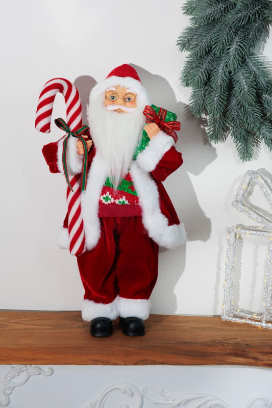 Dekorácia MagicHome Vianoce, Santa, s darčekom, červený, 45 cm 2