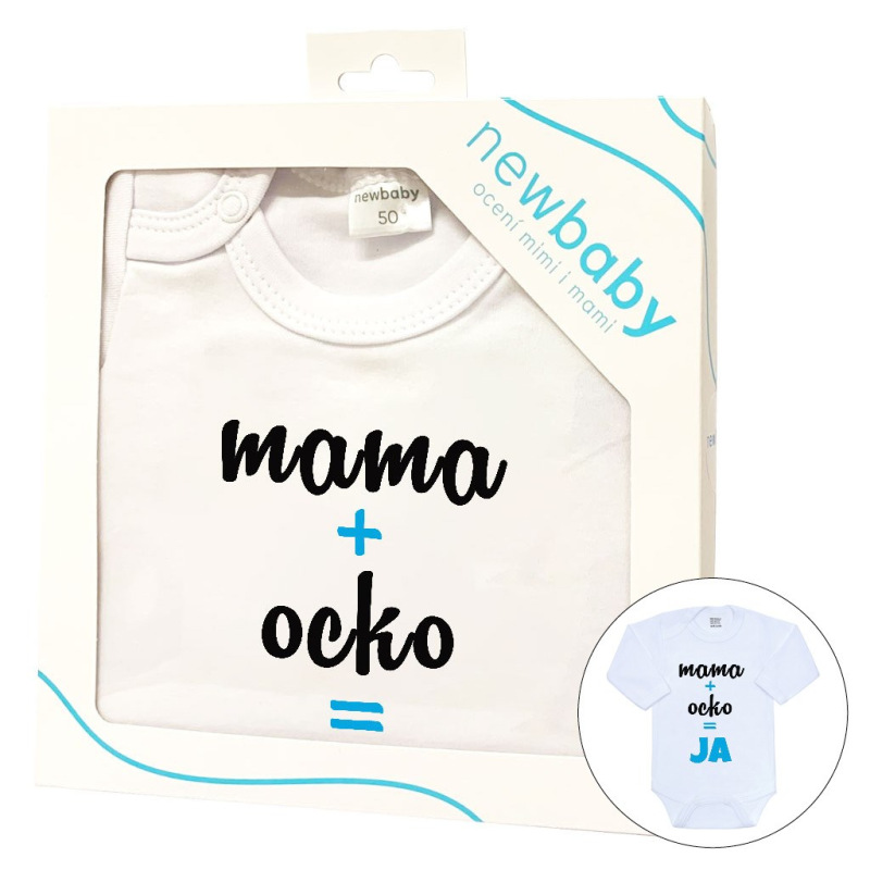 Body s potlačou New Baby mama plus ocko rovná sa JA - darčekové balenie 50 2