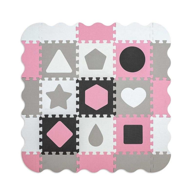 Penové puzzle podložka ohrádka Milly Mally Jolly 3x3 Shapes Pink Grey