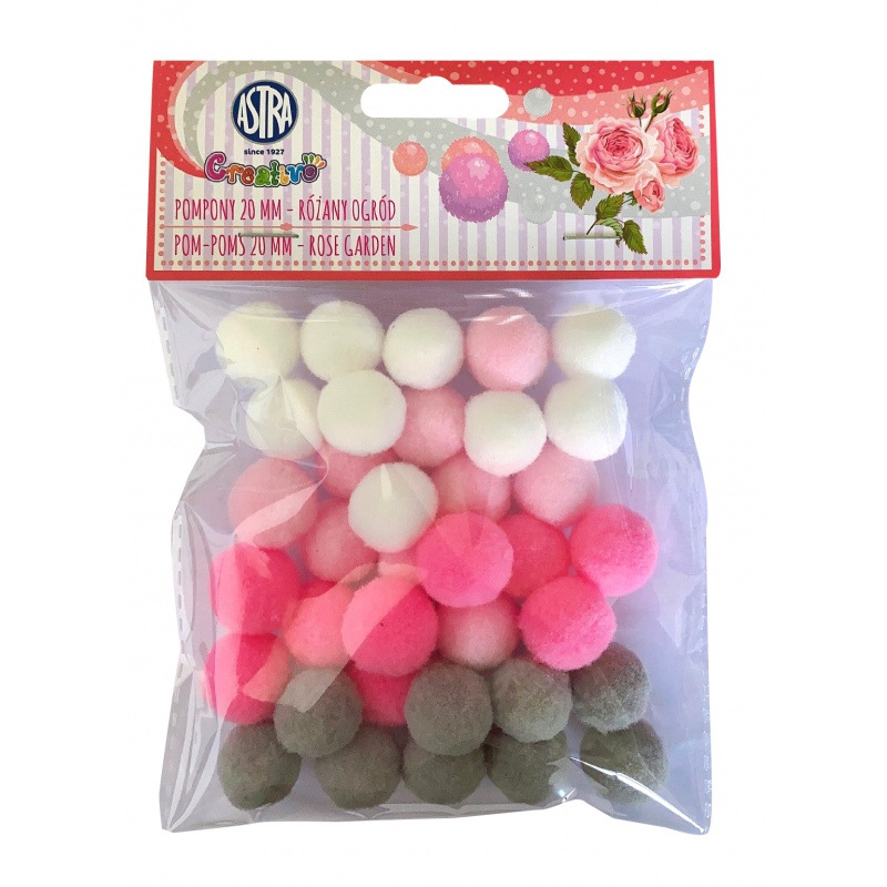 ASTRA CREATIVO Plyšové POMPOM guličky ROSE GARDEN, 20mm, 335121024 1
