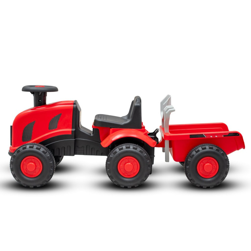 Detské odrážadlo traktor s vlečkou a náradim Baby Mix Benny piros 1