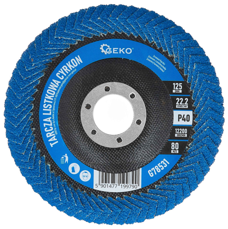 Brúsny lamelový kotúč polkruhový na zvary 125 x 22,2 zrno 40 ZIRKON, GEKO