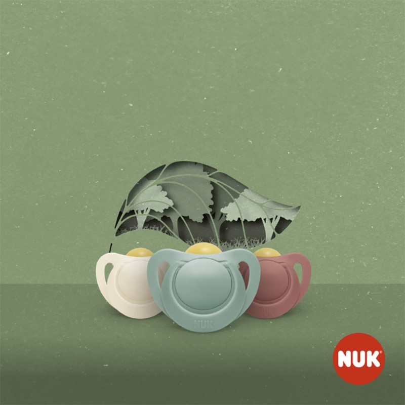 Latexový cumlík NUK For Nature 0-6m 2 ks box zelená 0-6 m 3