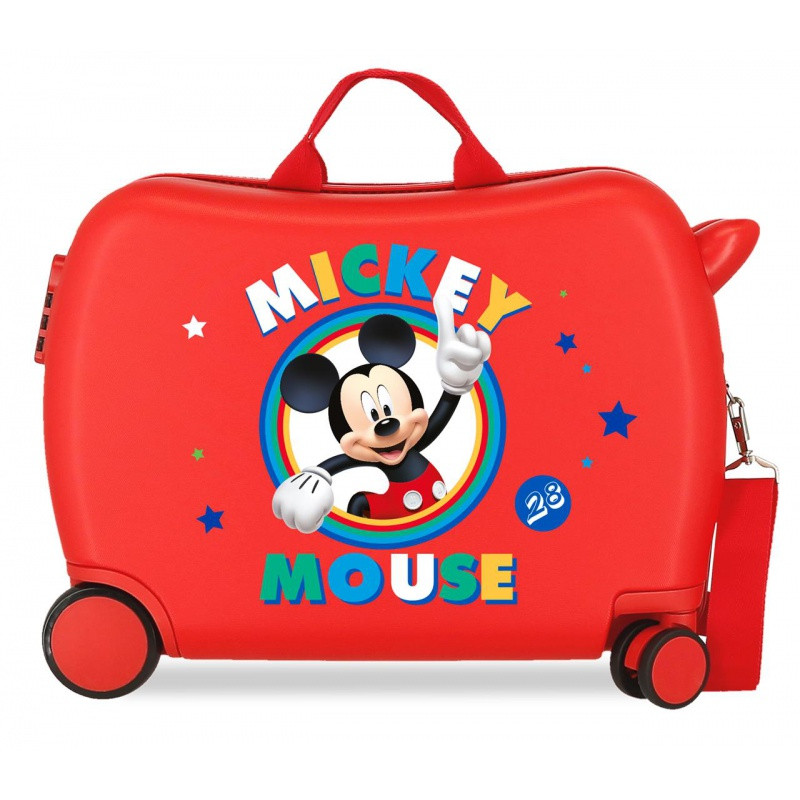 Detský cestovný kufor na kolieskach / odrážadlo MICKEY MOUSE Circle Red, 2039822