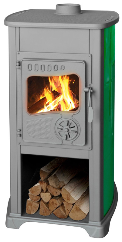 Kachle Bella Thalia, zelené, 10 kW, 120 cm, liatina/šamot