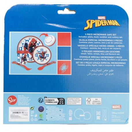 STOR Detský plastový riad Spiderman (tanier, miska, pohár, príbor), 74785