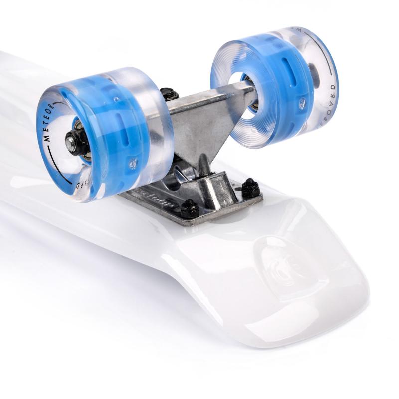 Meteor Flip LED plastový skateboard biela