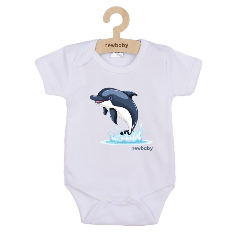 Detské body s potlačou New Baby Dolphin - krátky rukáv 74 (6-9m) 2