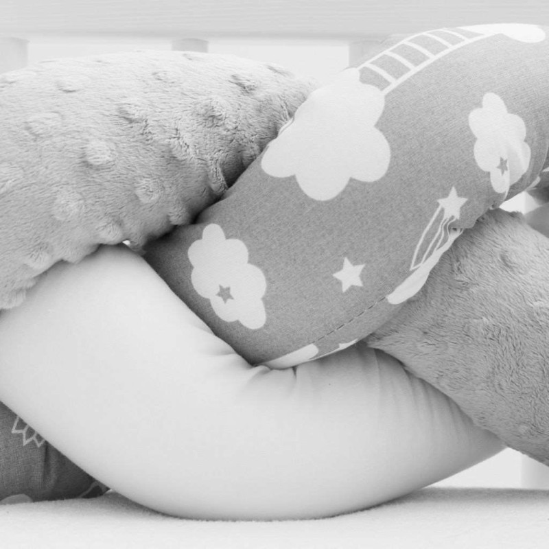 Ochranný mantinel do postieľky vrkoč New Baby Minka a Obláčik sivý 4