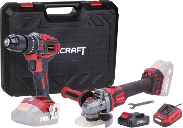 Set Worcraft COMB001, skrutkovač CHD-S20LiBA + uhlová brúska CAG-S20LiBE-125 mm, bezuhlíkové, v kufr