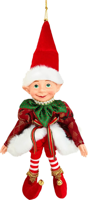 Dekorácia MagicHome Vianoce, elf, textil, červený, 14/35 cm