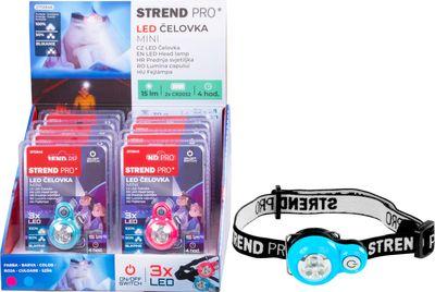 Čelovka Strend Pro Headlight, LED, 15 lm, mini, ružová/modrá, Sellbox 8 ks