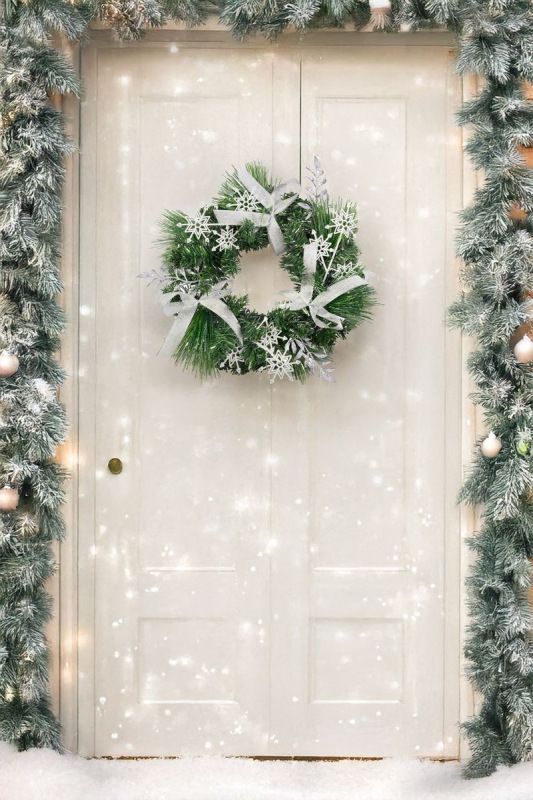 Veniec MagicHome Vianoce, prírodný, s mašľami, 35 cm 1