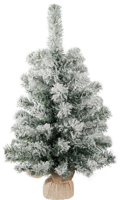 Stromček MagicHome Vianoce Snowy, jedľa v jute, zasnežený, 60 cm