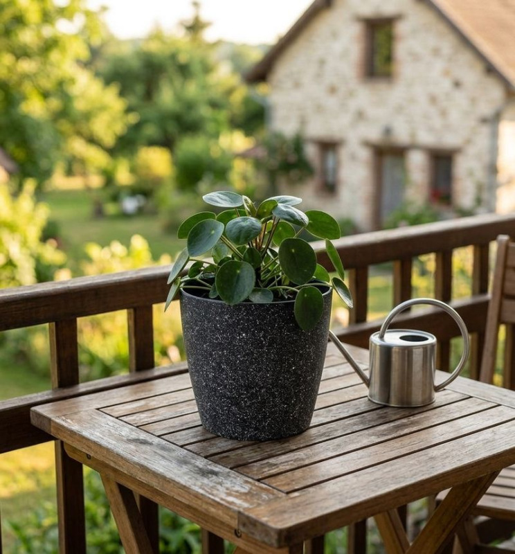 Kvetináč Strend Pro Stone, 23x20,5 cm, čierny, efekt kameňa 1
