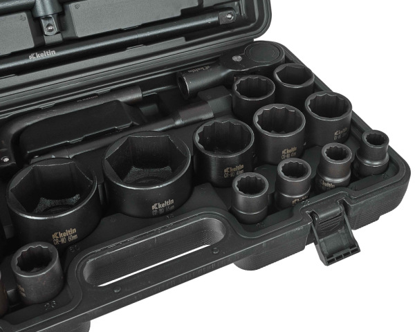 Gola sada s úderovými hlavicami 3/4" a 1", 26-dielna, 17-65 mm, 12-HRAN, kufor, KELTIN 3