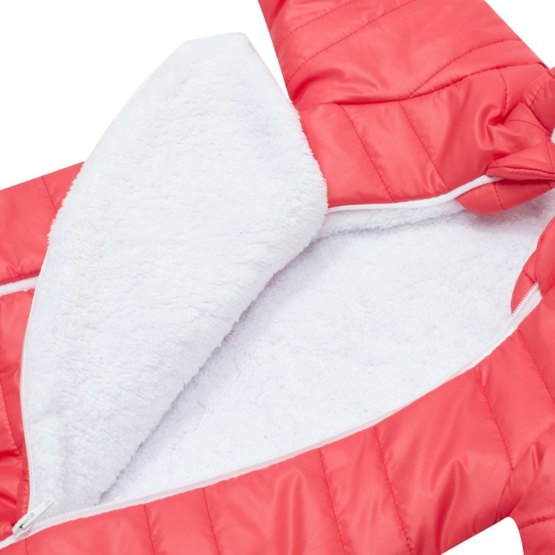 Zimná dojčenská kombinéza s kapucňou s uškami New Baby Pumi red raspberry 56 (0-3m) 4