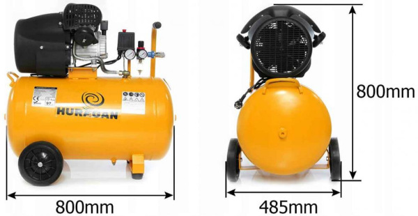 Kompresor olejový 2-piestový 2,2 kW, 530 l/min, 230V, vzdušník 100 litrov, HURAGAN 4