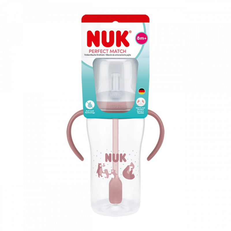 Kojenecká fľaša NUK Perfect Match na učenie so slamkou BEAR 260 ml 1