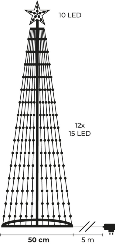 Dekorácia MagicHome Vianoce, stromček, 190xLED, mix farieb, plast-meď, 50x180 cm 3