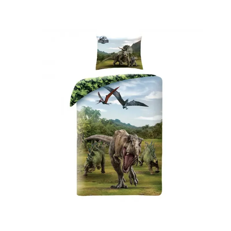 Obojstranné bavlnené obliečky JURASSIC WORLD Dinosaury, 140/200+70/90, JW-21BL