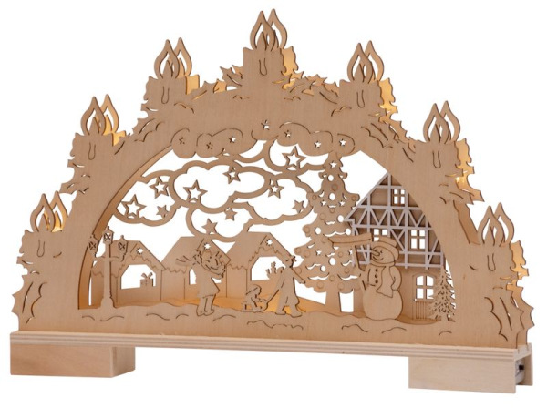 Dekorácia MagicHome Vianoce Woodeco, Svietnik, 10 LED, 43x31x5 cm