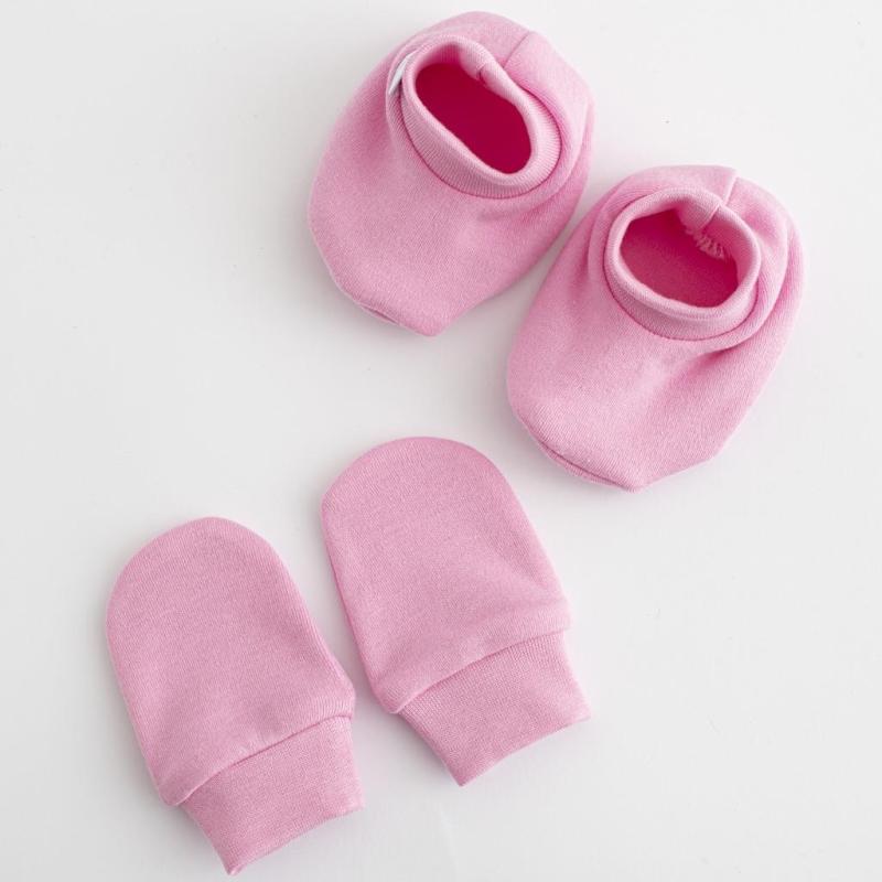 Dojčenský bavlnený set-capačky a rukavičky New Baby ružová 0-6m 0-6 m