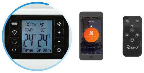 LCD konvektorový ohrievač 2300W s diaľkovým ovládaním a WiFi, GEKO 4