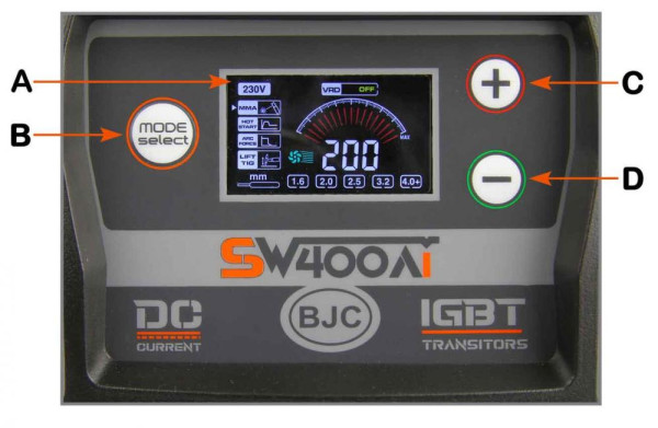 Zvárací invertor SW400Ai, zvárací prúd 20-200 A, MMA-TIG, BJC 11
