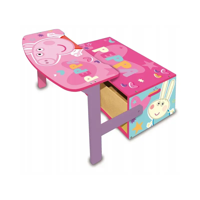 ARDITEX Detský drevený nábytok 3v1 PEPPA PIG (Lavička, Box na hračky, Stolík), PP13986