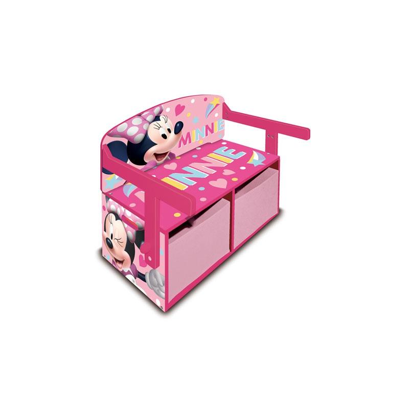 ARDITEX Detský drevený nábytok 3v1 MINNIE MOUSE (Lavička, Box na hračky, Stolík), WD13980