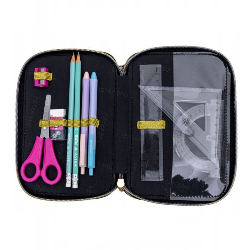 Trojposchodový peračník s náplňou AstraBAG FLUFFY KITTY BLACK, AC31, 503025027 2