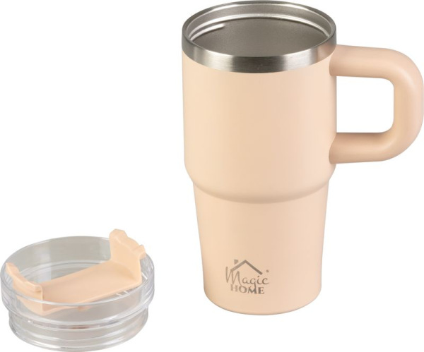 Termohrnček MagicHome, na kávu/čaj, 550 ml, so slamkou, nerez 1