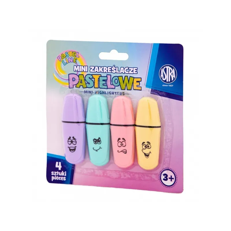 ASTRA Sada pastelových mini zvýrazňovačov, 1-5mm, klinový hrot, 4ks, 317122006